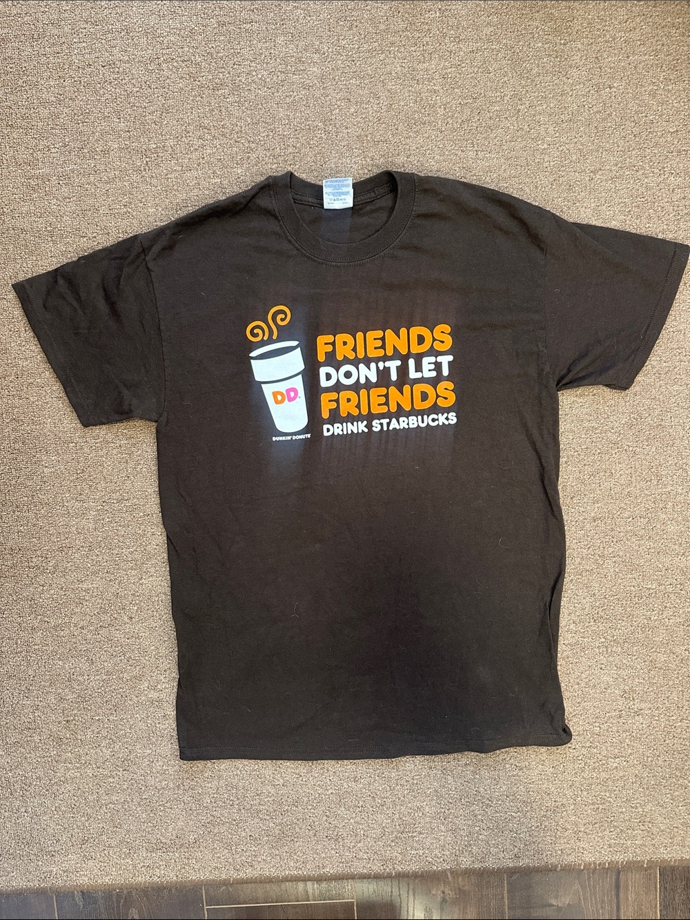 Gildan Black Short-Sleeve Tee with Orange & White Dunkin' Graphic